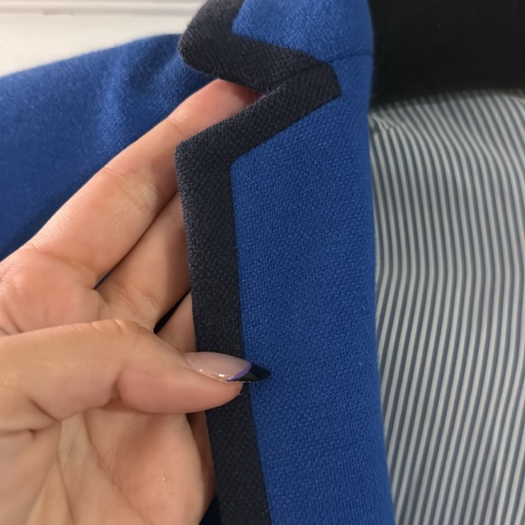 Talbots blue blazer with black piping accent and gold buttons - Picture 3 of 4